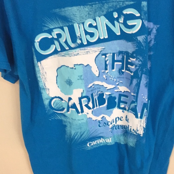 Lot of 2 Turquoise Carnival Caribbean Cruise T-shirts Size Medium - Picture 6 of 16